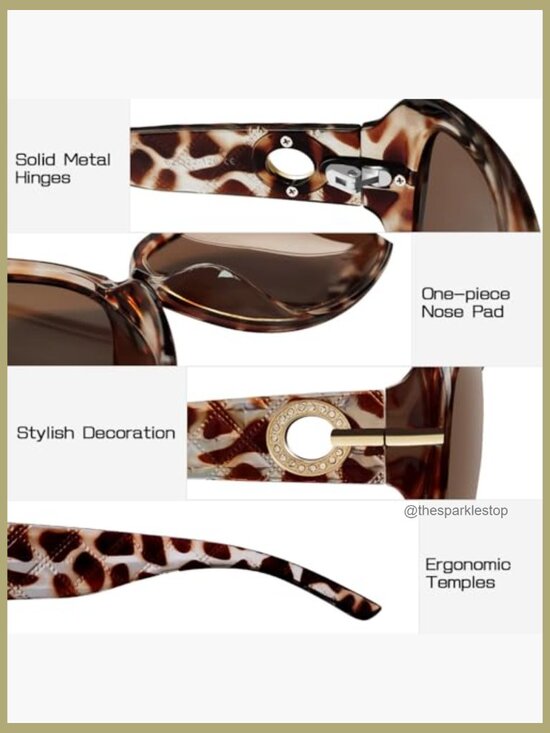 Oversized Rectangle Polarized UV Protection Sunglasses Rhinestone main image 4